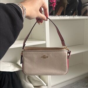 Coach Ivory and Pink Leather Wristlet